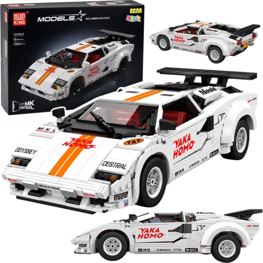 Auto sportiva RC telecomandata in mattoncini da costruzione, bianca, 1384 pezzi