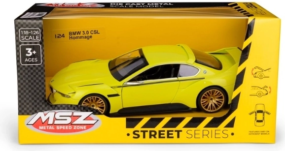 Modello da collezione BMW 3.0 CSL Hommage MSZ in scala 1:24 giallo