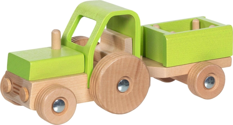 Trattore in legno con rimorchio Goki
