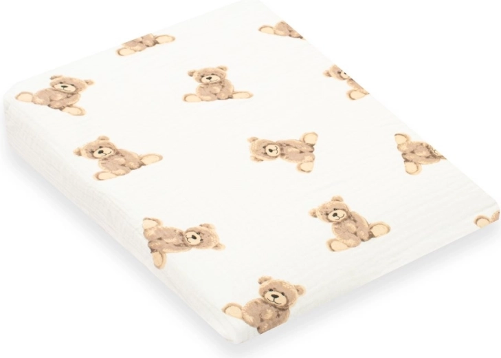 Copricuscino in mussola per cuscino bambino – cuneo NEW BABY Standard 30×37 cm, motivo orsetto