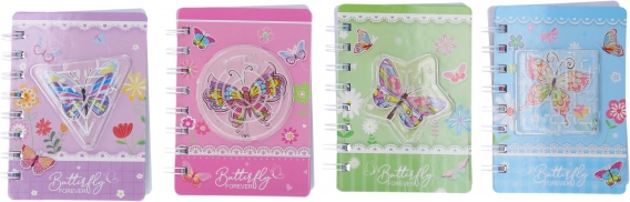 Blocco note 8 × 11,5 cm, 60 pagine, con labirinto e motivo a farfalla