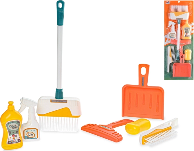 Set per le pulizie per bambini 7 pezzi con cestino
