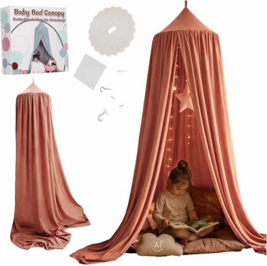 Baldacchino sospeso per bambini sopra il letto, rosa scuro