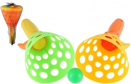 Gioco Catch Ball in plastica – set con 2 cestini e 3 palline, 19 cm in rete