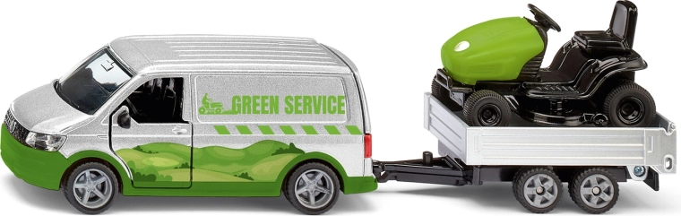 Siku Super VW T6 con rimorchio e trattore da giardino