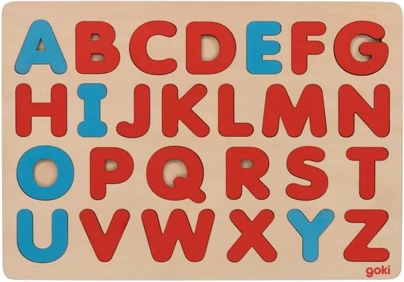 Puzzle in legno Goki alfabeto ispirato a Montessori