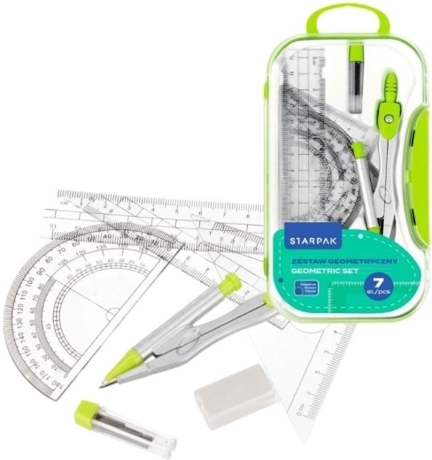 Set di geometria in astuccio di plastica - 7 pezzi