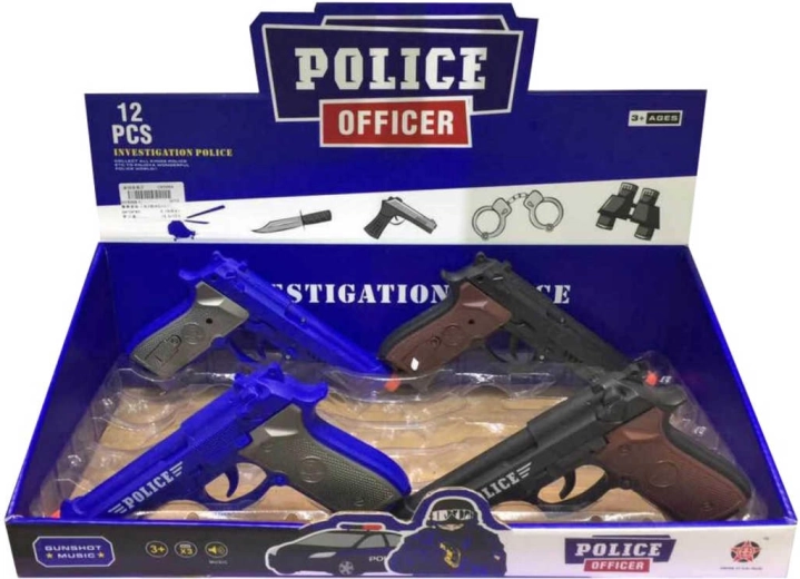 Revolver della polizia in plastica con suono 20 cm a batterie - 1 pezzo