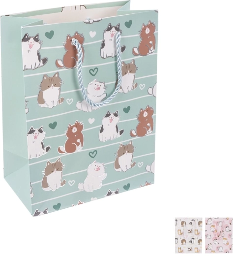 Borsa regalo in carta con motivo gatto 18 × 10 × 23 cm (3 varianti)