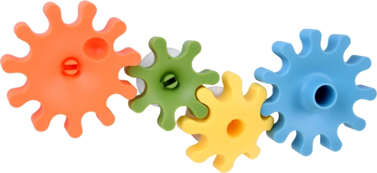 Ingranaggi colorati per semplici meccaniche “ad acqua”