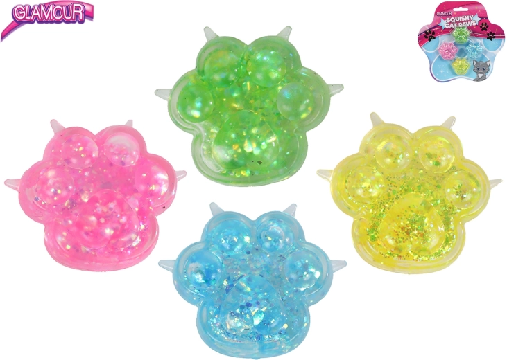 Glamour mini elastici stretch per capelli con motivo zampa di gatto Sugar (4 pz)