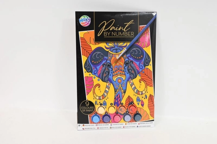 Set per dipingere con i numeri A4 con elefante colorato