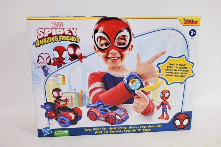 Spidey e i suoi fantastici amici – set con 2 veicoli e 2 personaggi con maschera e braccialetto