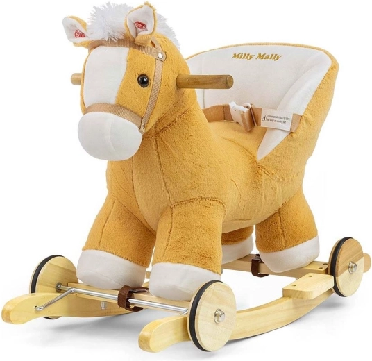 Cavallino a dondolo con melodia e ruote Milly Mally Polly marrone chiaro
