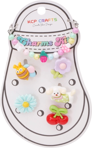 Set di accessori decorativi per ciabatte – ape, ciliegie e perline giocose