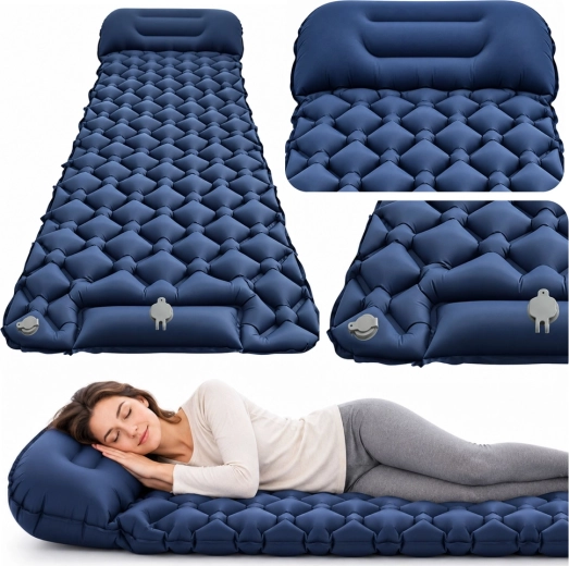 Materasso gonfiabile da campeggio per una persona con cuscino 190 × 60 cm