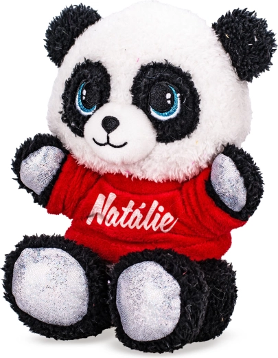 Panda di peluche con maglietta stampata 17 cm (seduta)