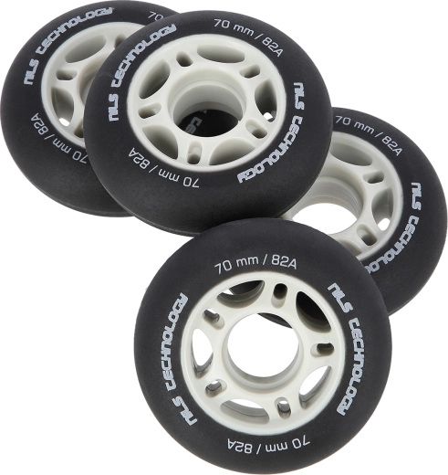 Ruote opache per pattini inline NILS Extreme 70 mm 82A, nere, set da 4 pezzi
