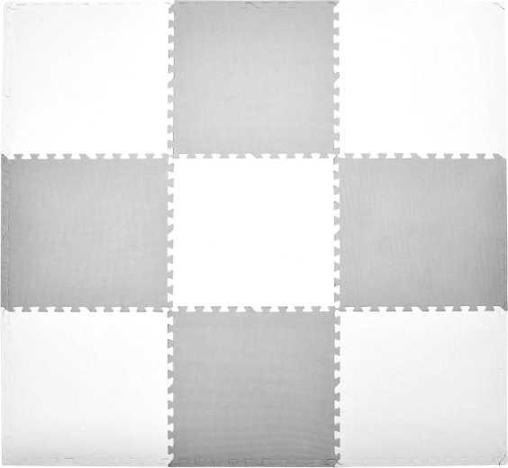 Tappeto puzzle in schiuma Humbi XXL bianco e grigio 180 × 180 cm