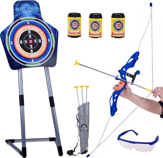 Set di tiro con l’arco per bambini con bersaglio e frecce a ventosa (2 modalità di gioco)