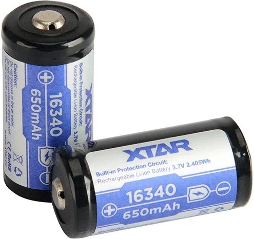 Batteria ricaricabile XTAR 16340 (R-CR123) Li-ion 3,7 V 650 mAh con protezione - 1 pezzo