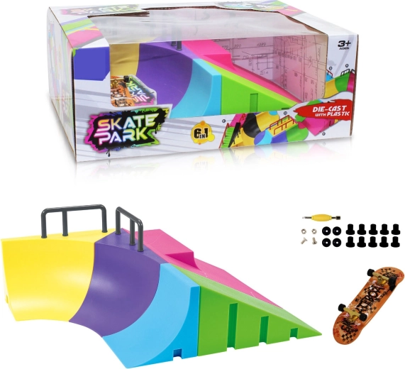 Skatepark modulare 6 in 1 con quarter pipe e fingerboard