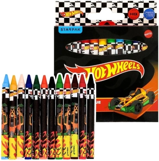 Pastelli a cera Hot Wheels Black, 12 colori