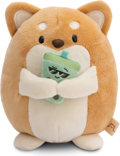 Shiba Inu Hiro MyMochi in peluche 16 cm con bubble tea in confezione regalo
