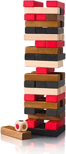Pezzi in legno colorati e dado incluso