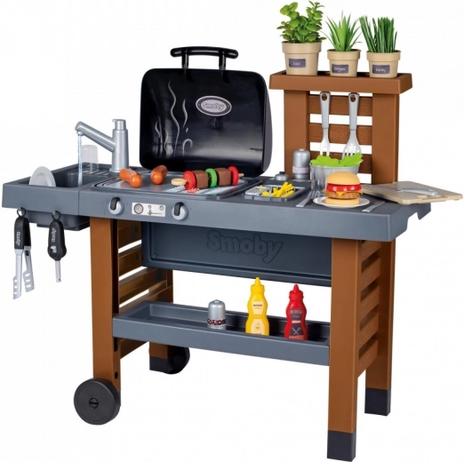 Cucina da giardino per bambini con grill, friggitrice e funzione acqua