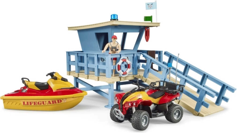 Torre della guardia costiera BRUDER con quad, moto d'acqua e bagnino