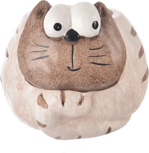 Decorazione in ceramica a forma di gatto beige