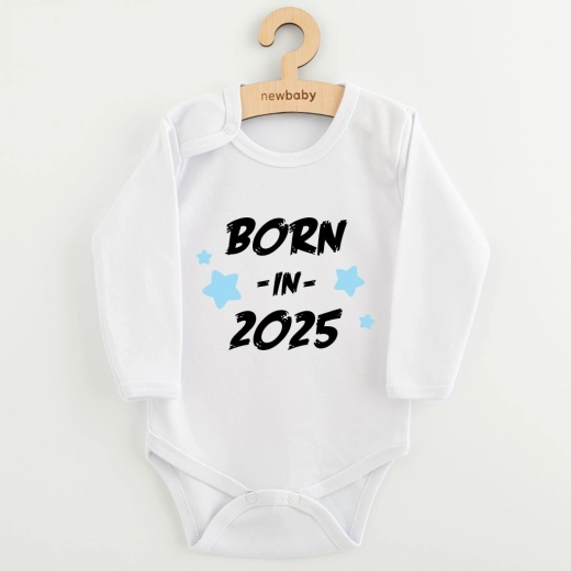 Body per bambini con stampa new baby born in 2025, blu