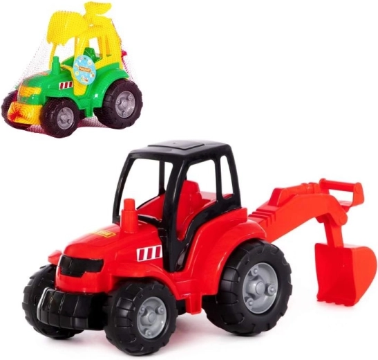 Trattore di plastica con benna escavatrice per bambini