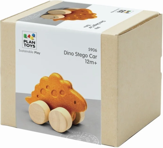 Macchinina in legno a forma di stegosauro
