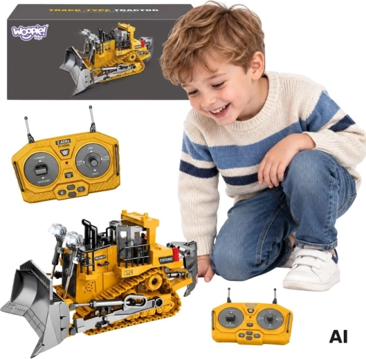 Bulldozer cingolato radiocomandato Woopie con luci e suoni
