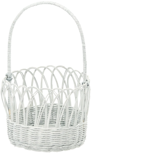 Cestino in rattan con manico grigio-blu con effetto sbiancato 20 × 16/35 cm