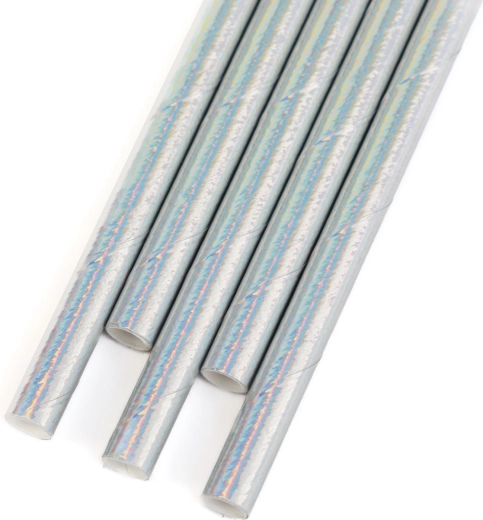 Cannucce di carta iridescenti effetto arcobaleno 197 × 6 mm, 25 pezzi