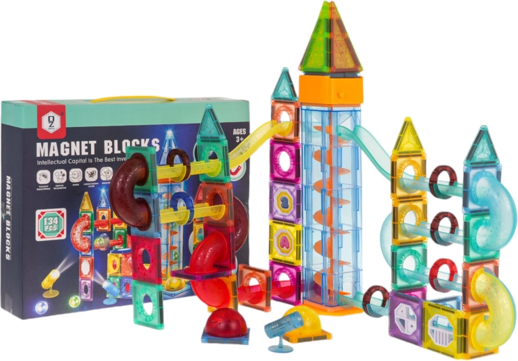 Costruzioni magnetiche - pista per biglie 134 pezzi