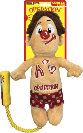 Giocattolo in peluche per cani HASBRO Operation Cavity Sam con corda e squeaker 30 cm