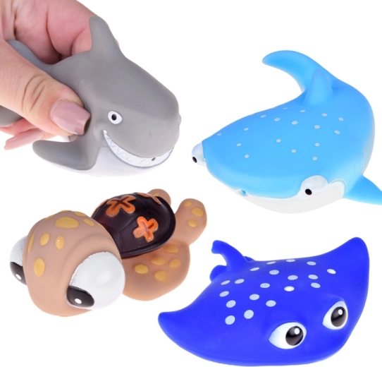 Animaletti in gomma da bagno mondo marino 4 pz