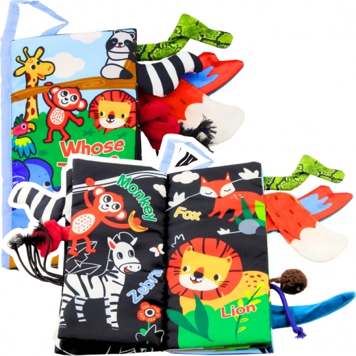 Libro frusciante educativo morbido Animali Coda per neonati blu