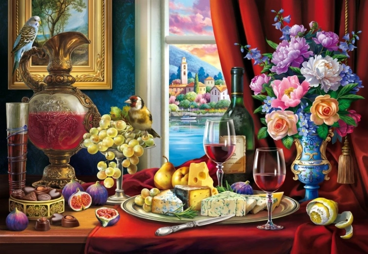 Puzzle Natura morta con vino 1000 pezzi