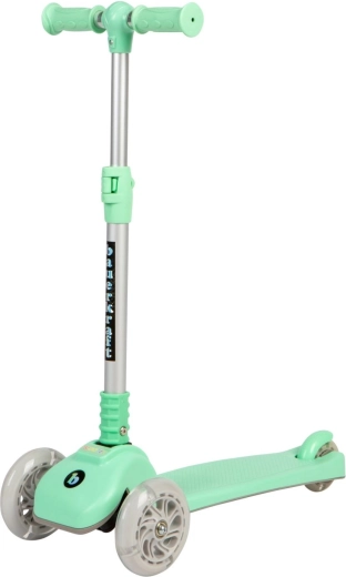 Monopattino per bambini a tre ruote bilanciante e pieghevole con ruote LED luminose – verde menta