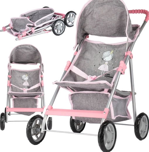Passeggino per bambole Little Princess Grey