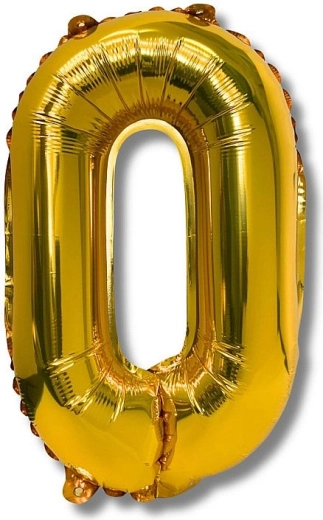 Palloncino in foil numero 0, dorato 40 cm