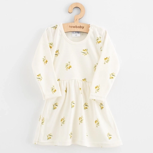Vestito per neonata in cotone biologico a maniche lunghe New Baby Olive 62 (3–6 mesi)