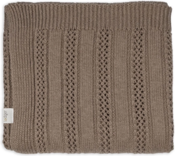 Coperta lavorata a maglia Lodger per neonati merino tan buffalo