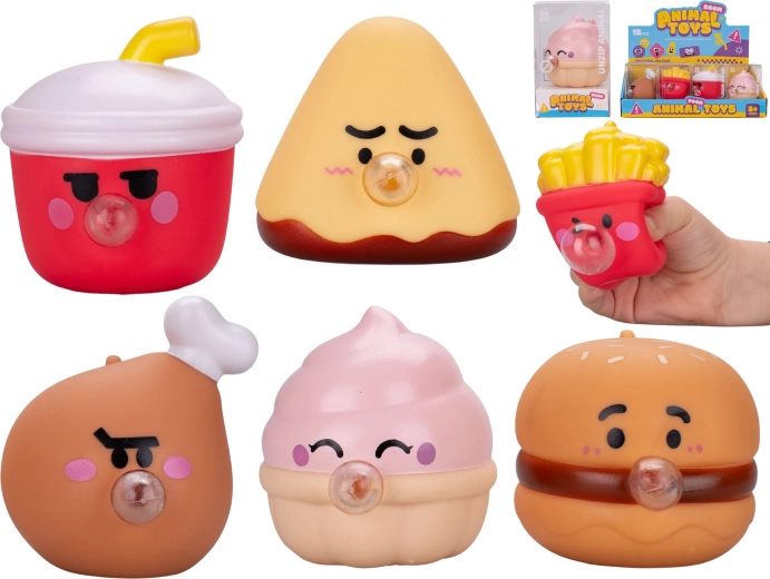 Morbida figurina fast food con fumetto 6 cm