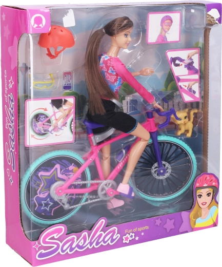 Bambola sulla bicicletta 26 cm